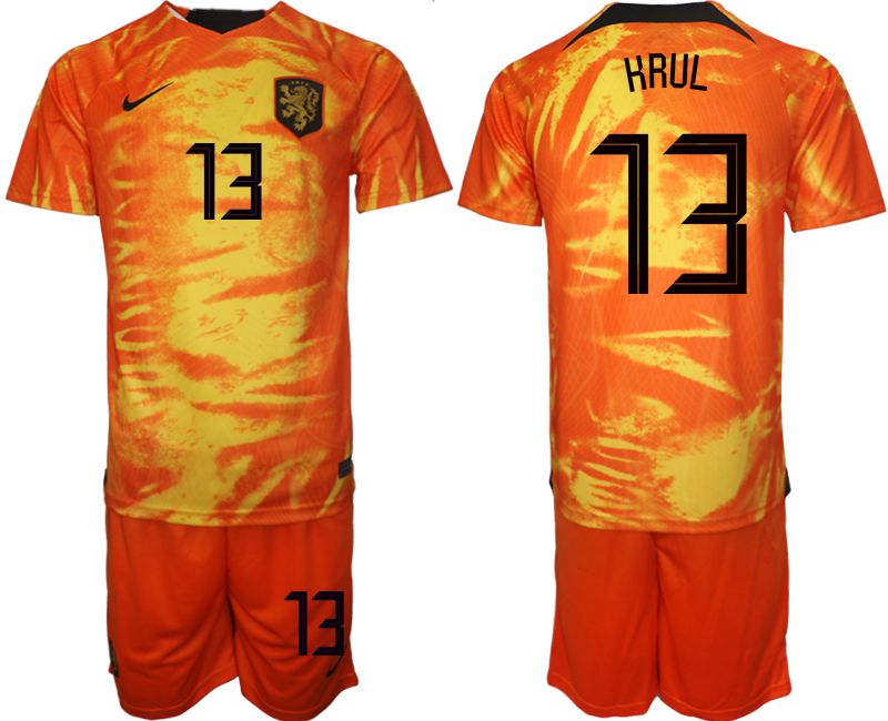 Men 2022 World Cup National Team Netherlands home orange #13 Soccer Jerseys